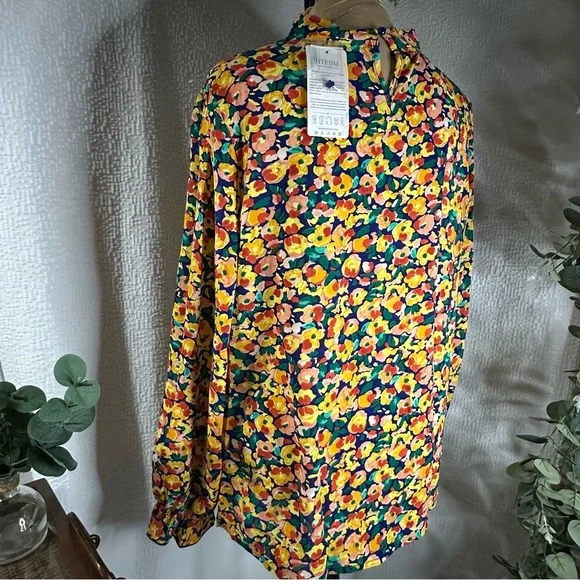 NWT BTFBM Floral Long Sleeve Blouse - Multicolor Large - Picture 5 of 13
